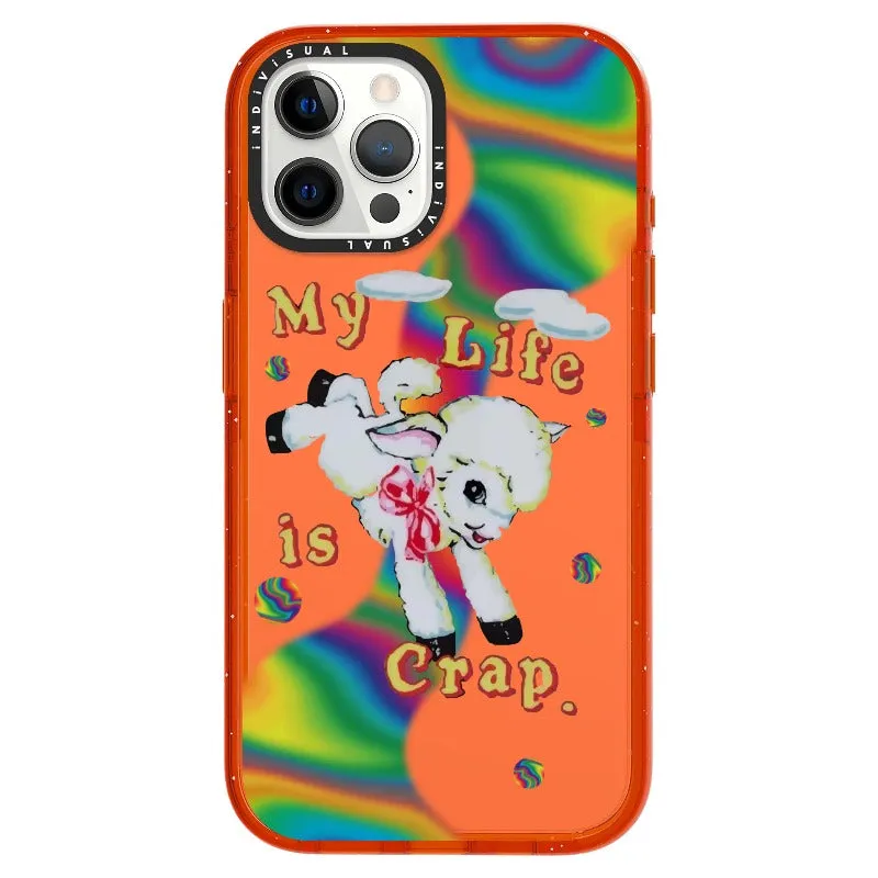 "My Life is Crap" Vintage Style and Y2K Fuzzy Rainbow Phone Case_iPhone Ultra-Impact Case [1446103]