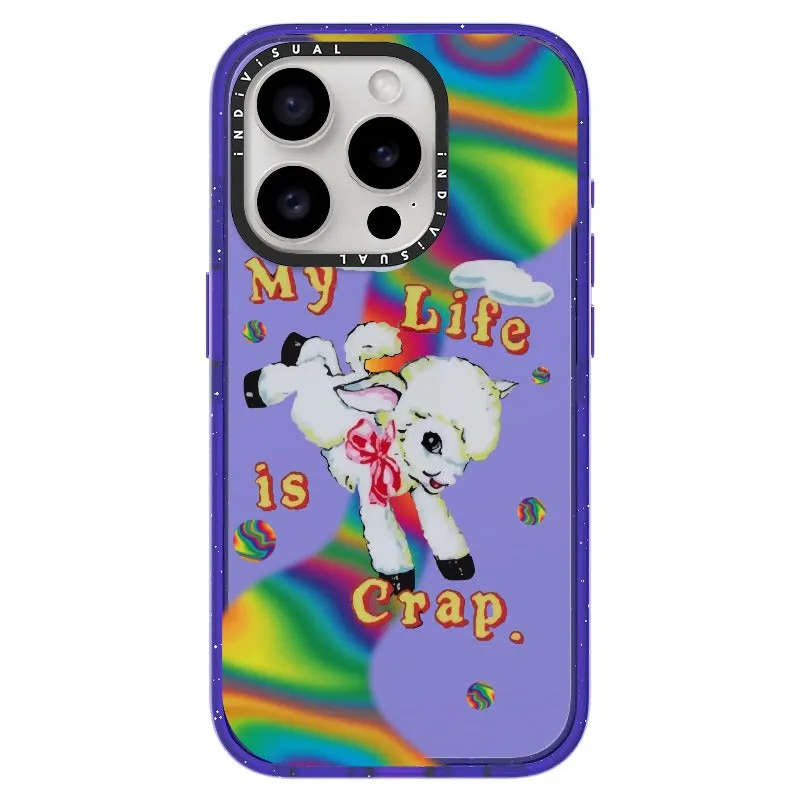 "My Life is Crap" Vintage Style and Y2K Fuzzy Rainbow Phone Case_iPhone Ultra-Impact Case [1446103]