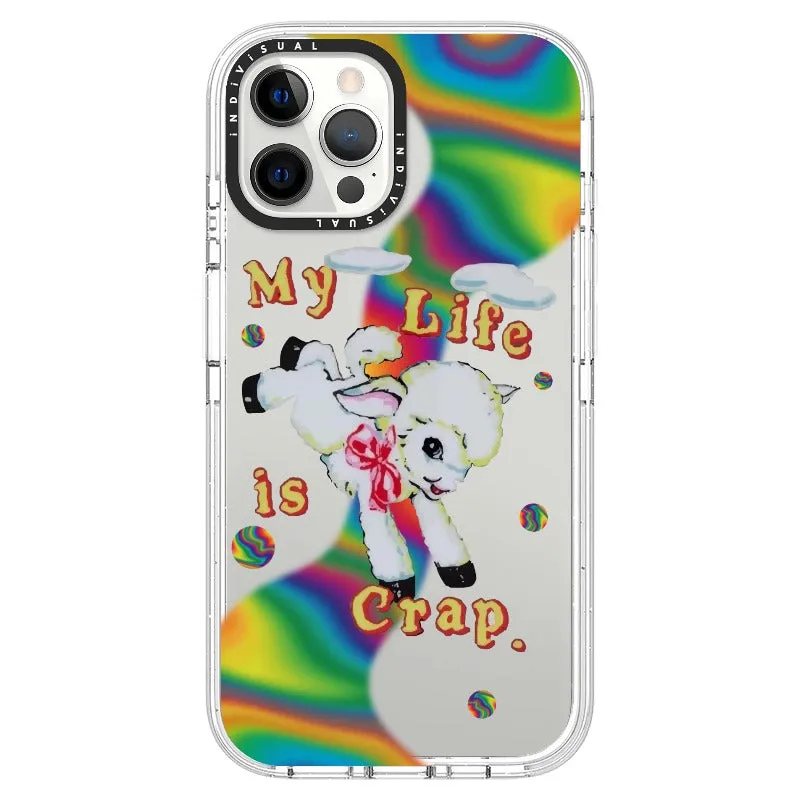 "My Life is Crap" Vintage Style and Y2K Fuzzy Rainbow Phone Case_iPhone Ultra-Impact Case [1446103]