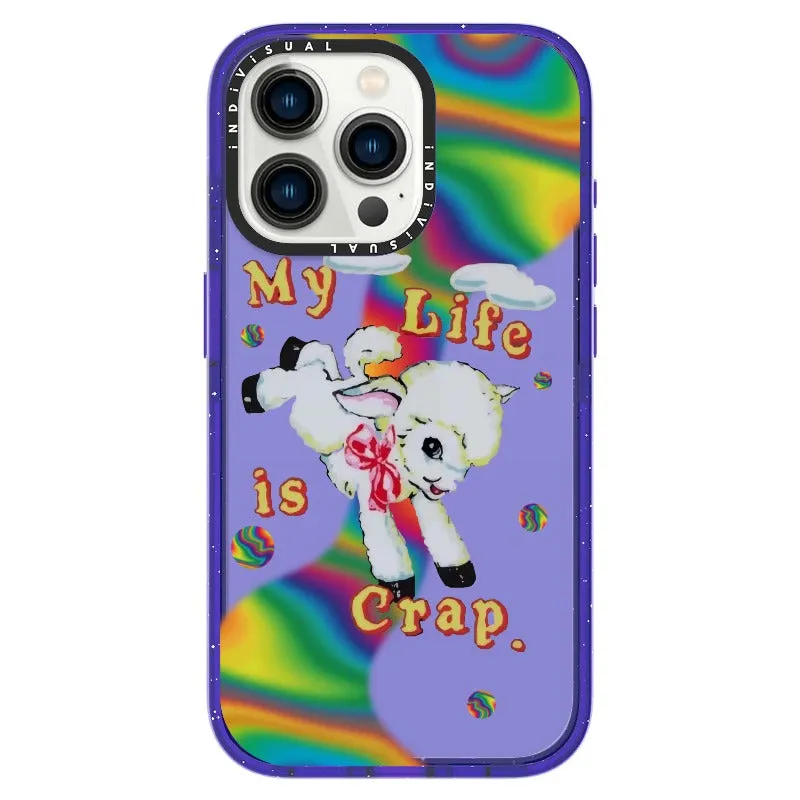 "My Life is Crap" Vintage Style and Y2K Fuzzy Rainbow Phone Case_iPhone Ultra-Impact Case [1446103]