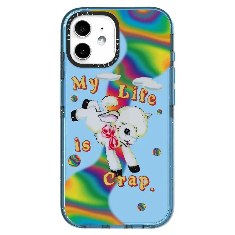 "My Life is Crap" Vintage Style and Y2K Fuzzy Rainbow Phone Case_iPhone Ultra-Impact Case [1446103]