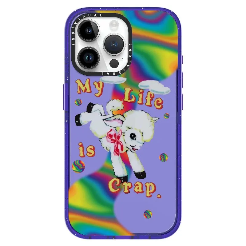 "My Life is Crap" Vintage Style and Y2K Fuzzy Rainbow Phone Case_iPhone Ultra-Impact Case [1446103]