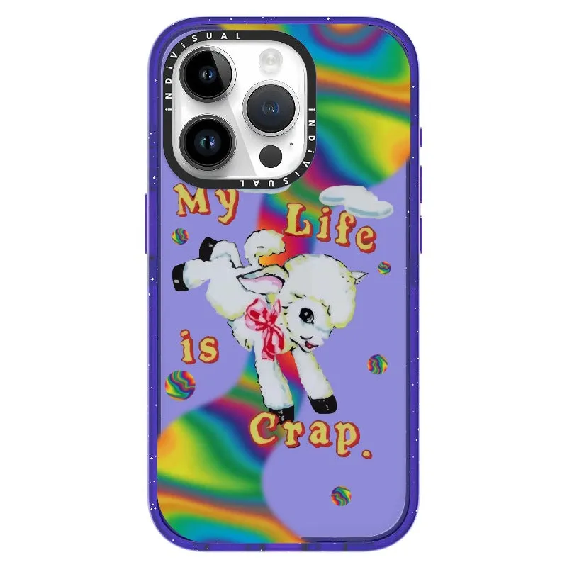 "My Life is Crap" Vintage Style and Y2K Fuzzy Rainbow Phone Case_iPhone Ultra-Impact Case [1446103]