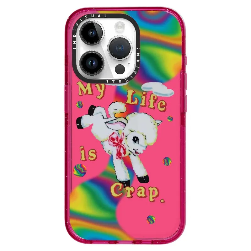 "My Life is Crap" Vintage Style and Y2K Fuzzy Rainbow Phone Case_iPhone Ultra-Impact Case [1446103]