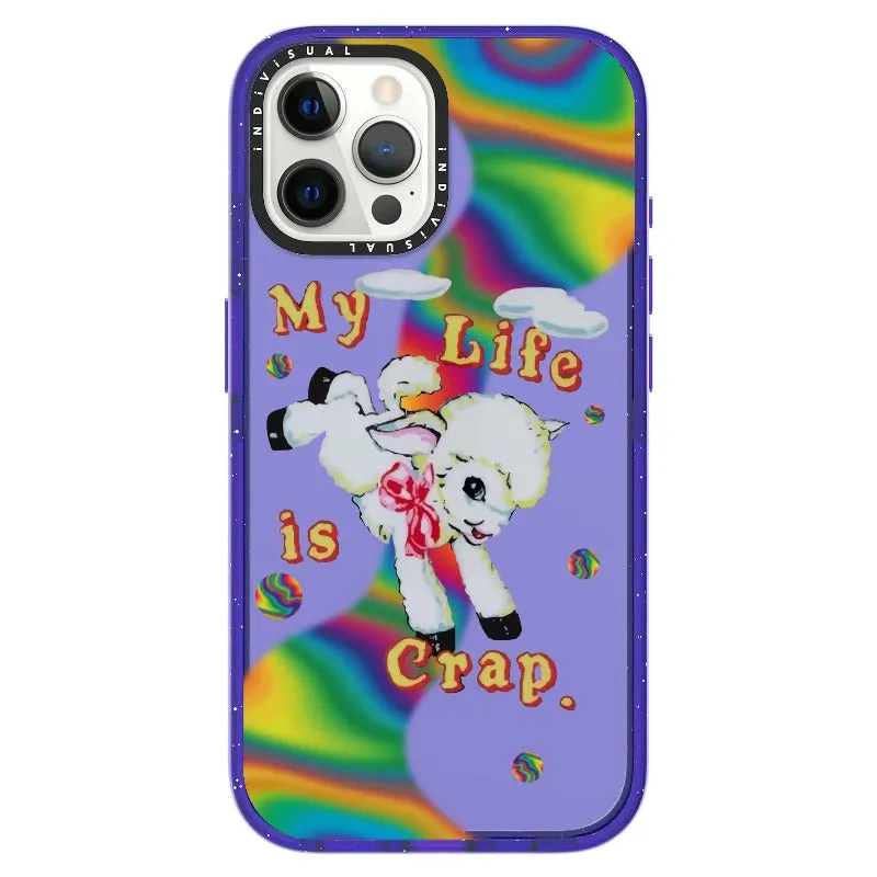 "My Life is Crap" Vintage Style and Y2K Fuzzy Rainbow Phone Case_iPhone Ultra-Impact Case [1446103]