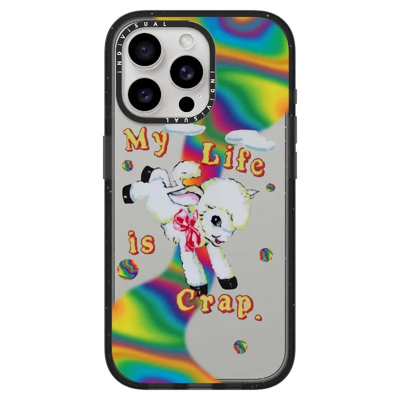 "My Life is Crap" Vintage Style and Y2K Fuzzy Rainbow Phone Case_iPhone Ultra-Impact Case [1446103]