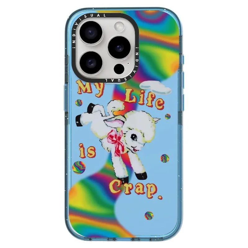 "My Life is Crap" Vintage Style and Y2K Fuzzy Rainbow Phone Case_iPhone Ultra-Impact Case [1446103]