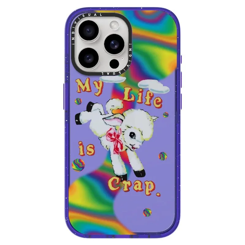 "My Life is Crap" Vintage Style and Y2K Fuzzy Rainbow Phone Case_iPhone Ultra-Impact Case [1446103]