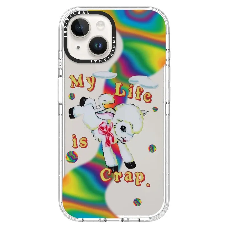 "My Life is Crap" Vintage Style and Y2K Fuzzy Rainbow Phone Case_iPhone Ultra-Impact Case [1446103]