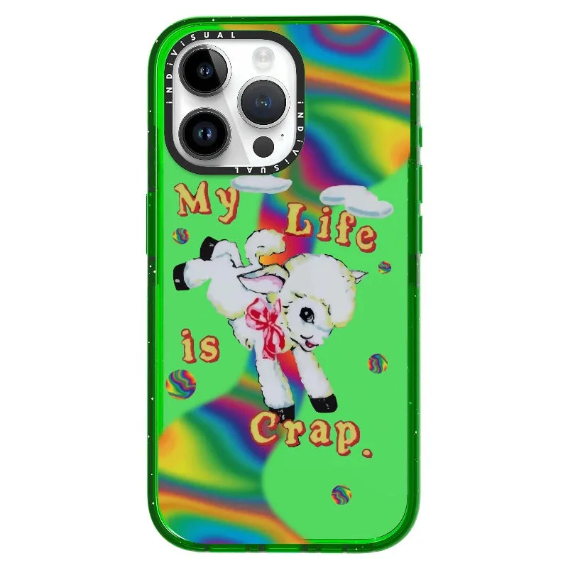 "My Life is Crap" Vintage Style and Y2K Fuzzy Rainbow Phone Case_iPhone Ultra-Impact Case [1446103]