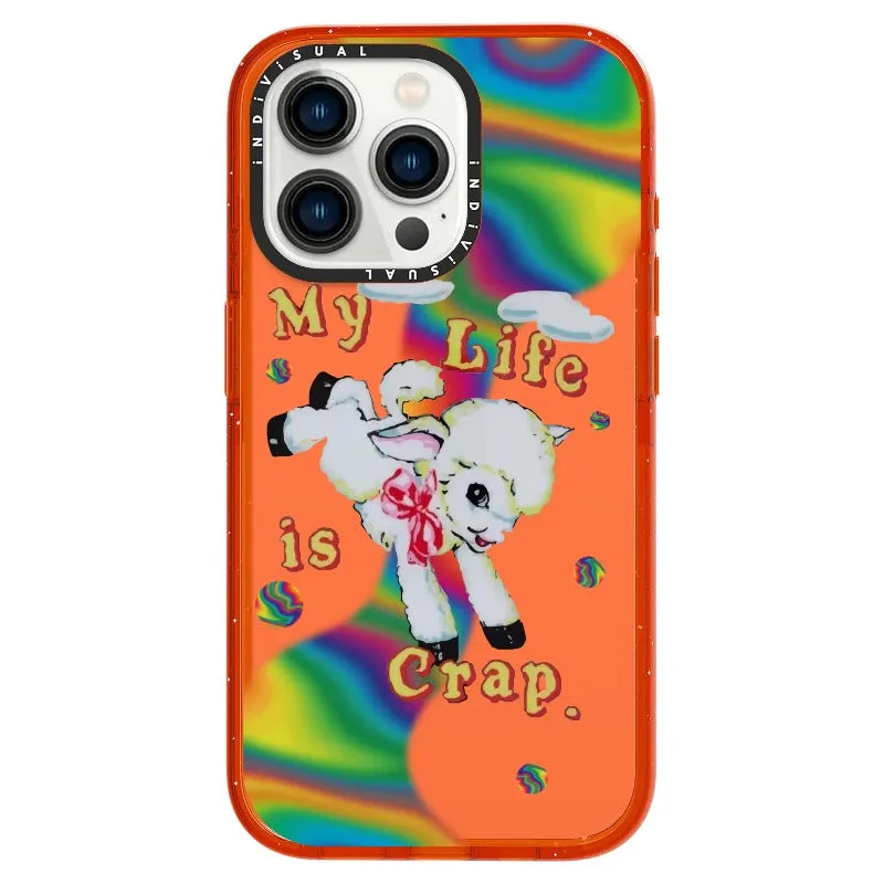 "My Life is Crap" Vintage Style and Y2K Fuzzy Rainbow Phone Case_iPhone Ultra-Impact Case [1446103]