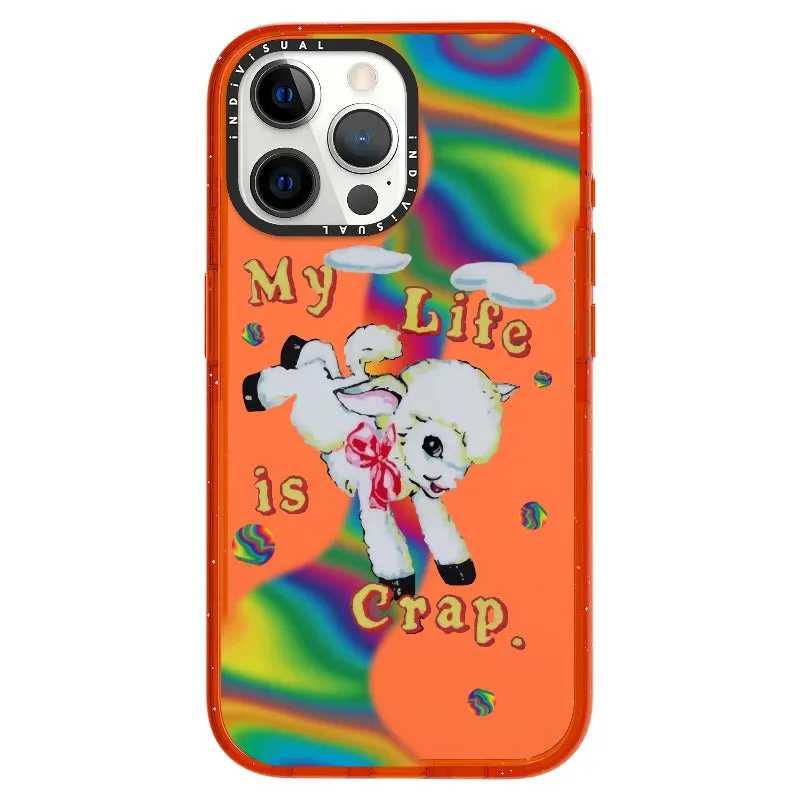 "My Life is Crap" Vintage Style and Y2K Fuzzy Rainbow Phone Case_iPhone Ultra-Impact Case [1446103]