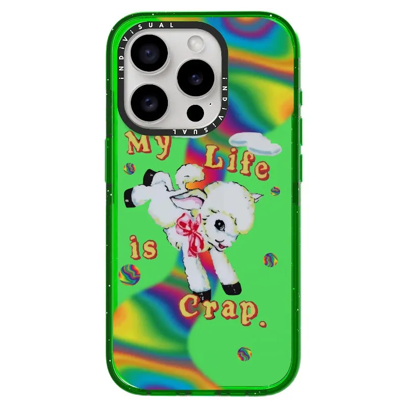 "My Life is Crap" Vintage Style and Y2K Fuzzy Rainbow Phone Case_iPhone Ultra-Impact Case [1446103]