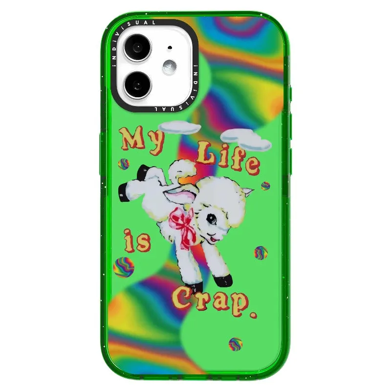 "My Life is Crap" Vintage Style and Y2K Fuzzy Rainbow Phone Case_iPhone Ultra-Impact Case [1446103]