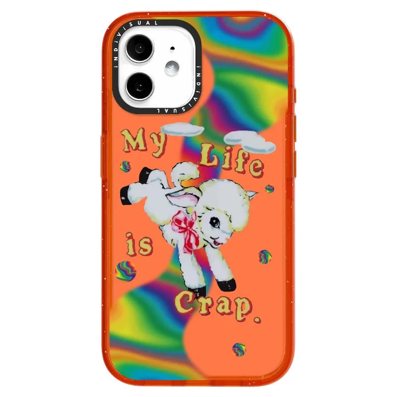 "My Life is Crap" Vintage Style and Y2K Fuzzy Rainbow Phone Case_iPhone Ultra-Impact Case [1446103]