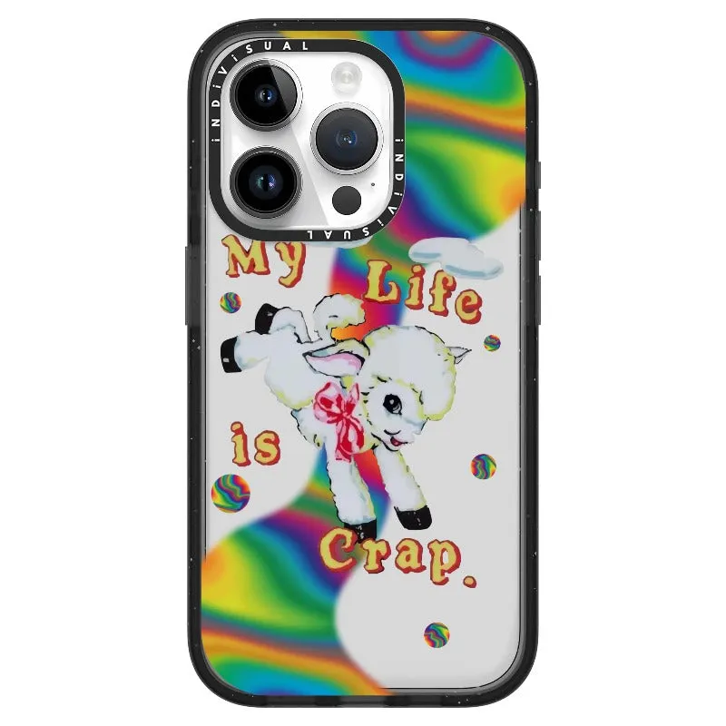 "My Life is Crap" Vintage Style and Y2K Fuzzy Rainbow Phone Case_iPhone Ultra-Impact Case [1446103]