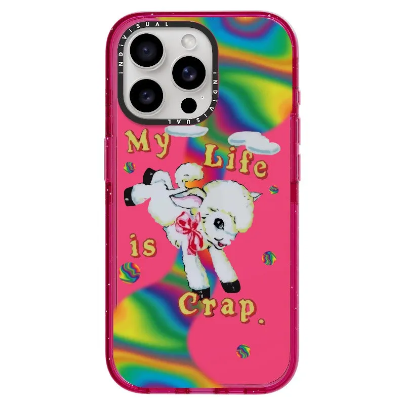 "My Life is Crap" Vintage Style and Y2K Fuzzy Rainbow Phone Case_iPhone Ultra-Impact Case [1446103]