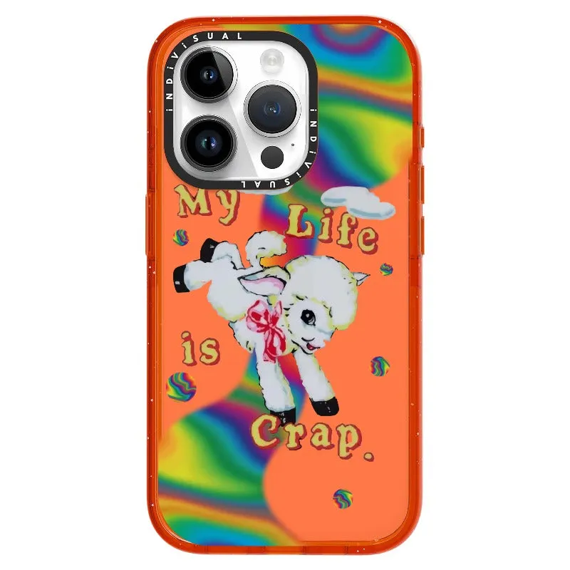 "My Life is Crap" Vintage Style and Y2K Fuzzy Rainbow Phone Case_iPhone Ultra-Impact Case [1446103]