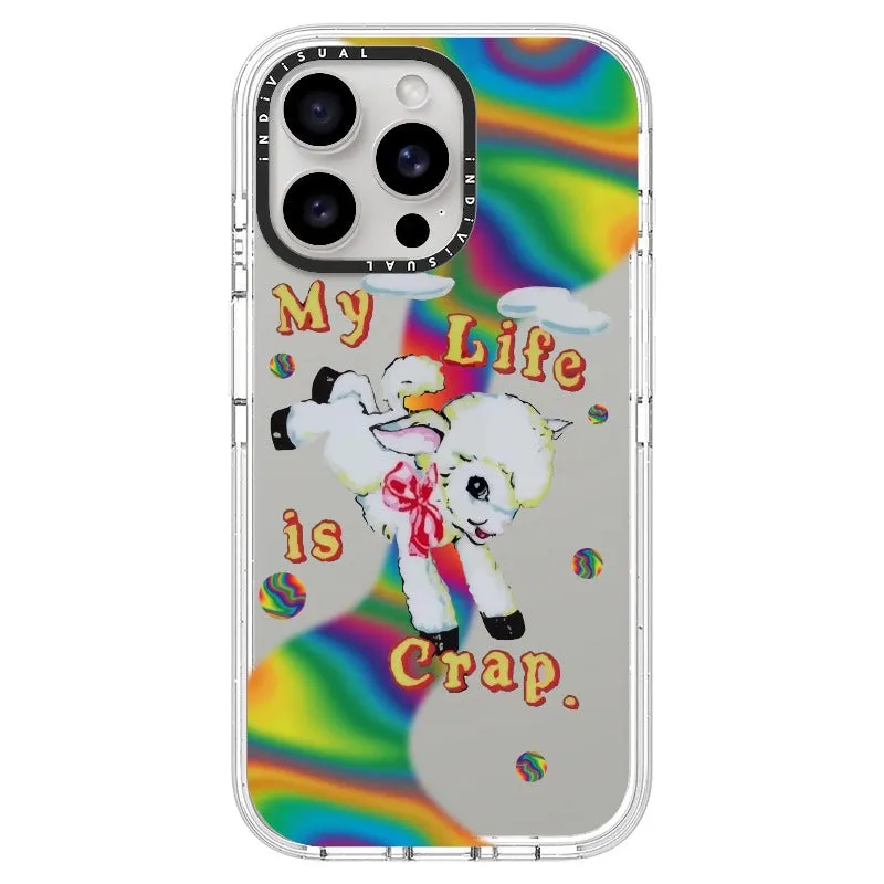 "My Life is Crap" Vintage Style and Y2K Fuzzy Rainbow Phone Case_iPhone Ultra-Impact Case [1446103]