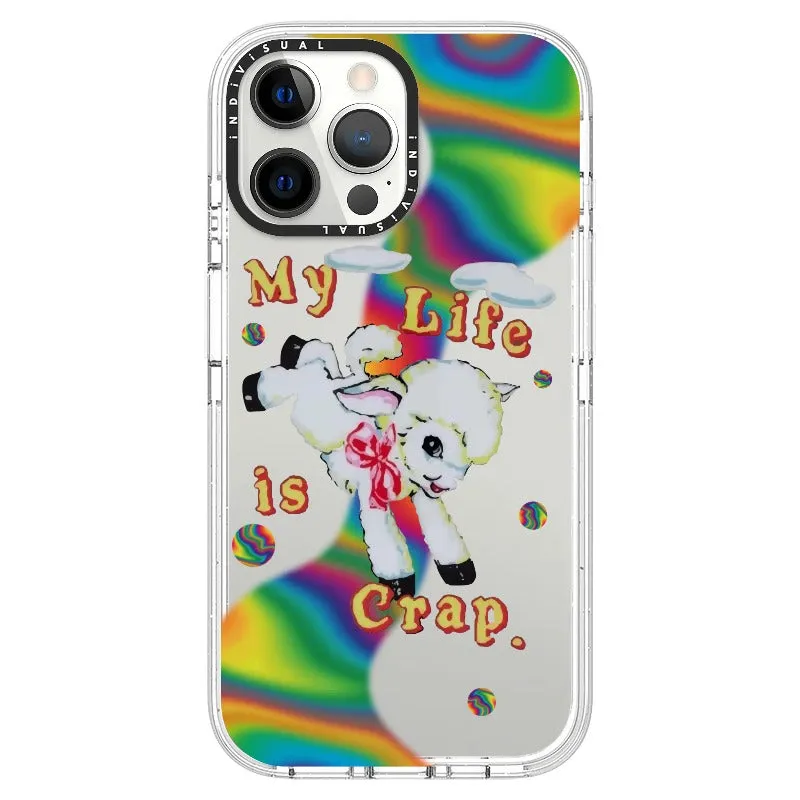 "My Life is Crap" Vintage Style and Y2K Fuzzy Rainbow Phone Case_iPhone Ultra-Impact Case [1446103]