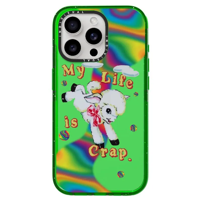 "My Life is Crap" Vintage Style and Y2K Fuzzy Rainbow Phone Case_iPhone Ultra-Impact Case [1446103]