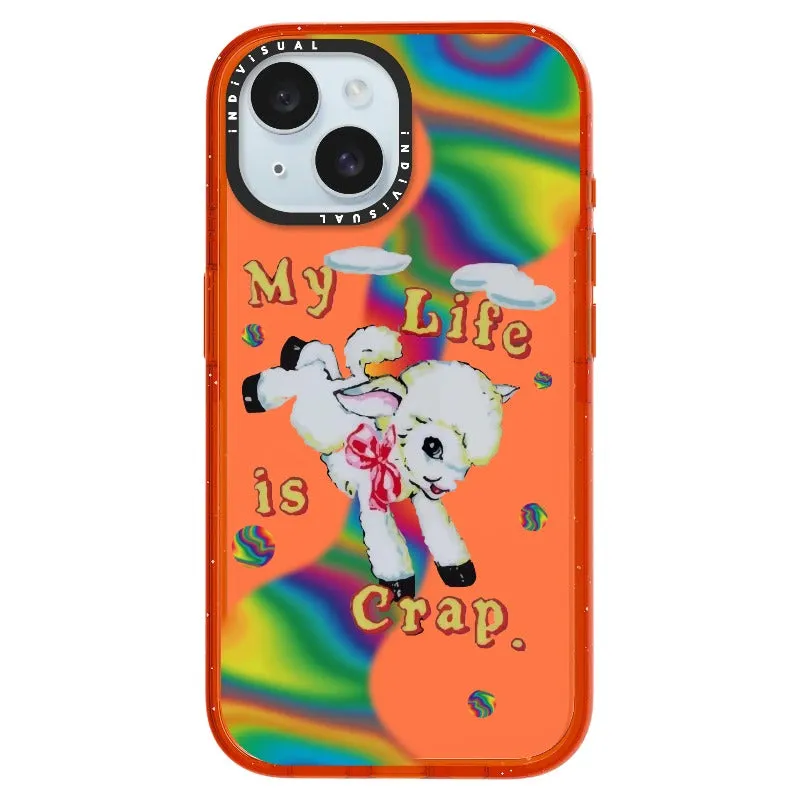 "My Life is Crap" Vintage Style and Y2K Fuzzy Rainbow Phone Case_iPhone Ultra-Impact Case [1446103]