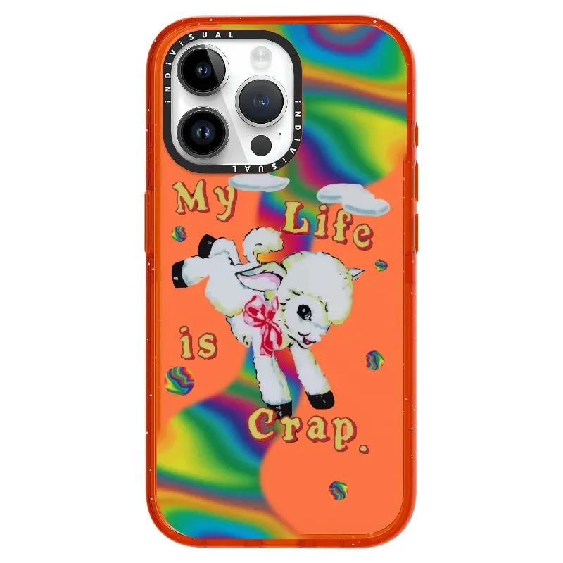 "My Life is Crap" Vintage Style and Y2K Fuzzy Rainbow Phone Case_iPhone Ultra-Impact Case [1446103]