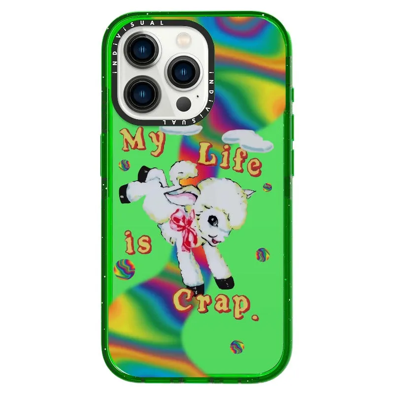 "My Life is Crap" Vintage Style and Y2K Fuzzy Rainbow Phone Case_iPhone Ultra-Impact Case [1446103]