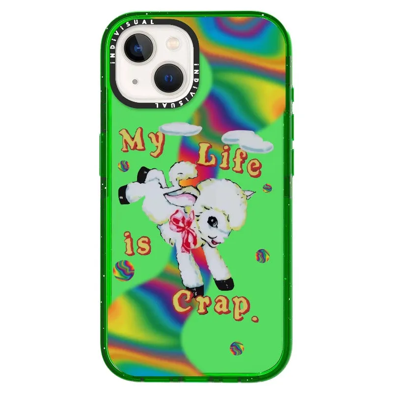 "My Life is Crap" Vintage Style and Y2K Fuzzy Rainbow Phone Case_iPhone Ultra-Impact Case [1446103]