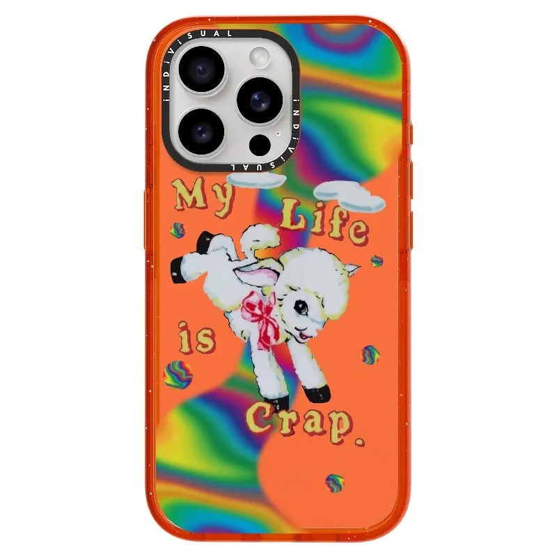 "My Life is Crap" Vintage Style and Y2K Fuzzy Rainbow Phone Case_iPhone Ultra-Impact Case [1446103]