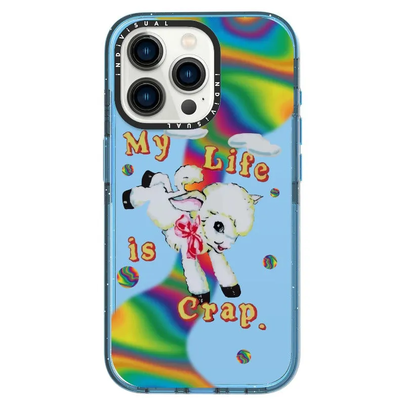 "My Life is Crap" Vintage Style and Y2K Fuzzy Rainbow Phone Case_iPhone Ultra-Impact Case [1446103]