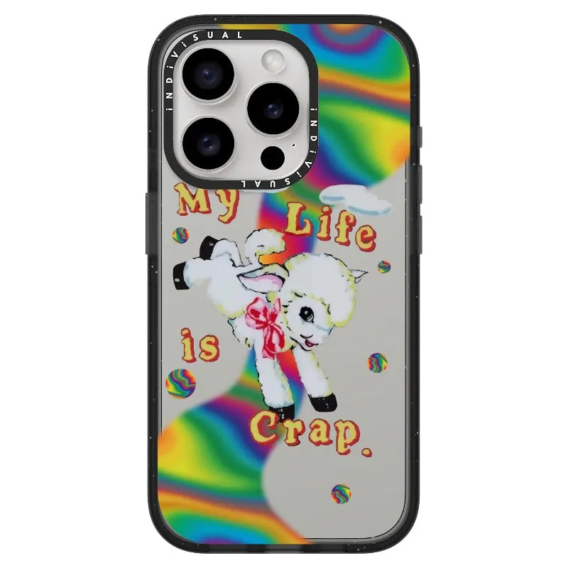 "My Life is Crap" Vintage Style and Y2K Fuzzy Rainbow Phone Case_iPhone Ultra-Impact Case [1446103]