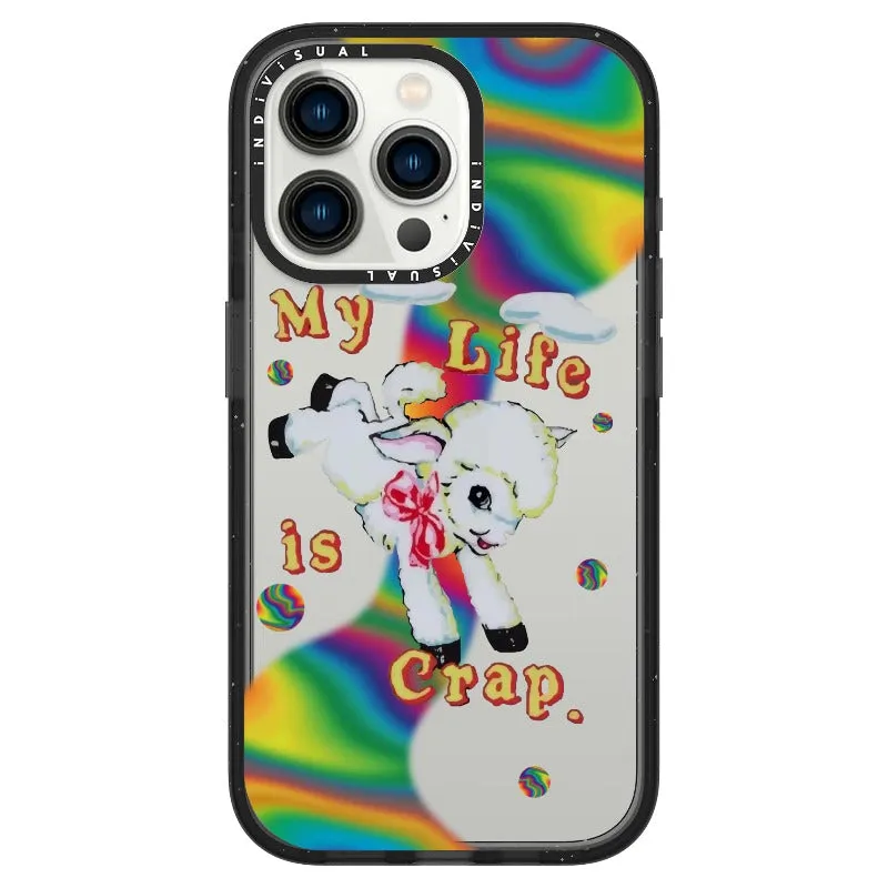 "My Life is Crap" Vintage Style and Y2K Fuzzy Rainbow Phone Case_iPhone Ultra-Impact Case [1446103]