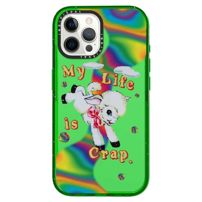 "My Life is Crap" Vintage Style and Y2K Fuzzy Rainbow Phone Case_iPhone Ultra-Impact Case [1446103]