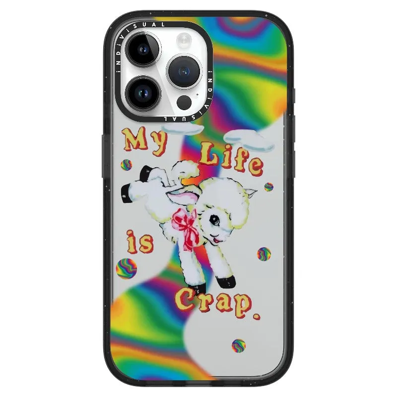 "My Life is Crap" Vintage Style and Y2K Fuzzy Rainbow Phone Case_iPhone Ultra-Impact Case [1446103]