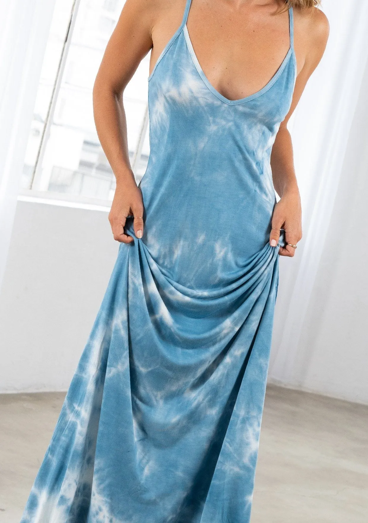 RACERBACK TIE-DYE MAXI DRESS