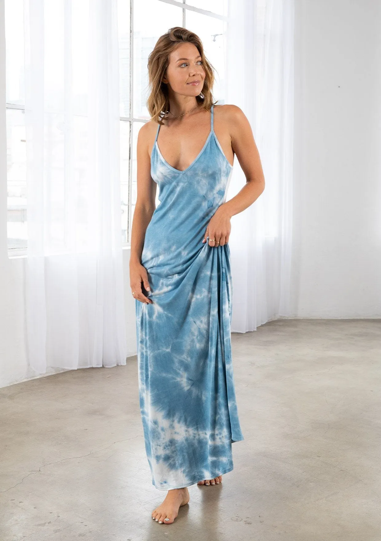 RACERBACK TIE-DYE MAXI DRESS