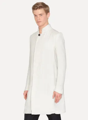 Raw White Viscose Linen Coat Trapeze