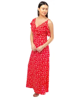 RED RUFFLE MAXI DRESS