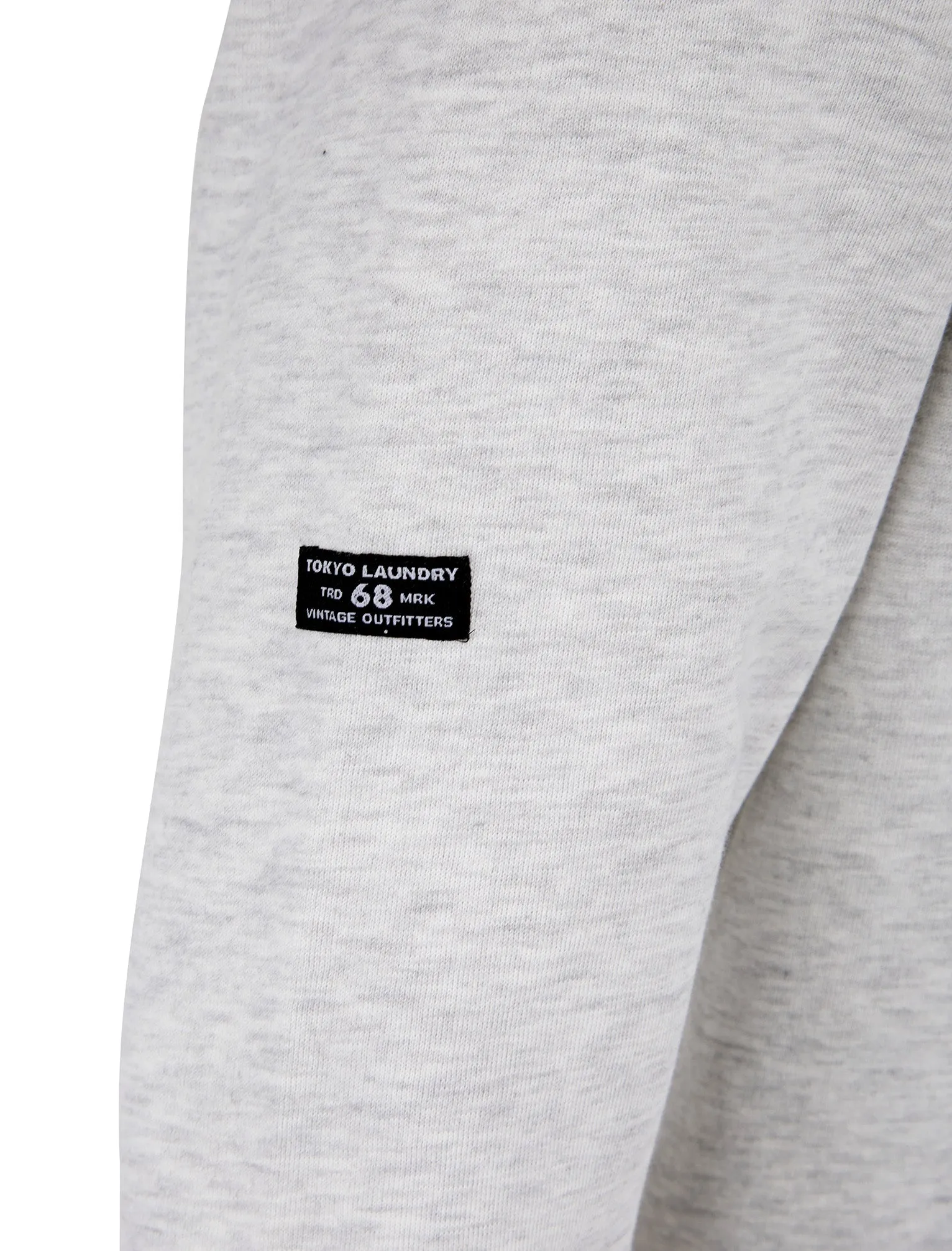 Refract Motif Brushback Fleece Pullover Hoodie in Ice Grey Marl - Tokyo Laundry