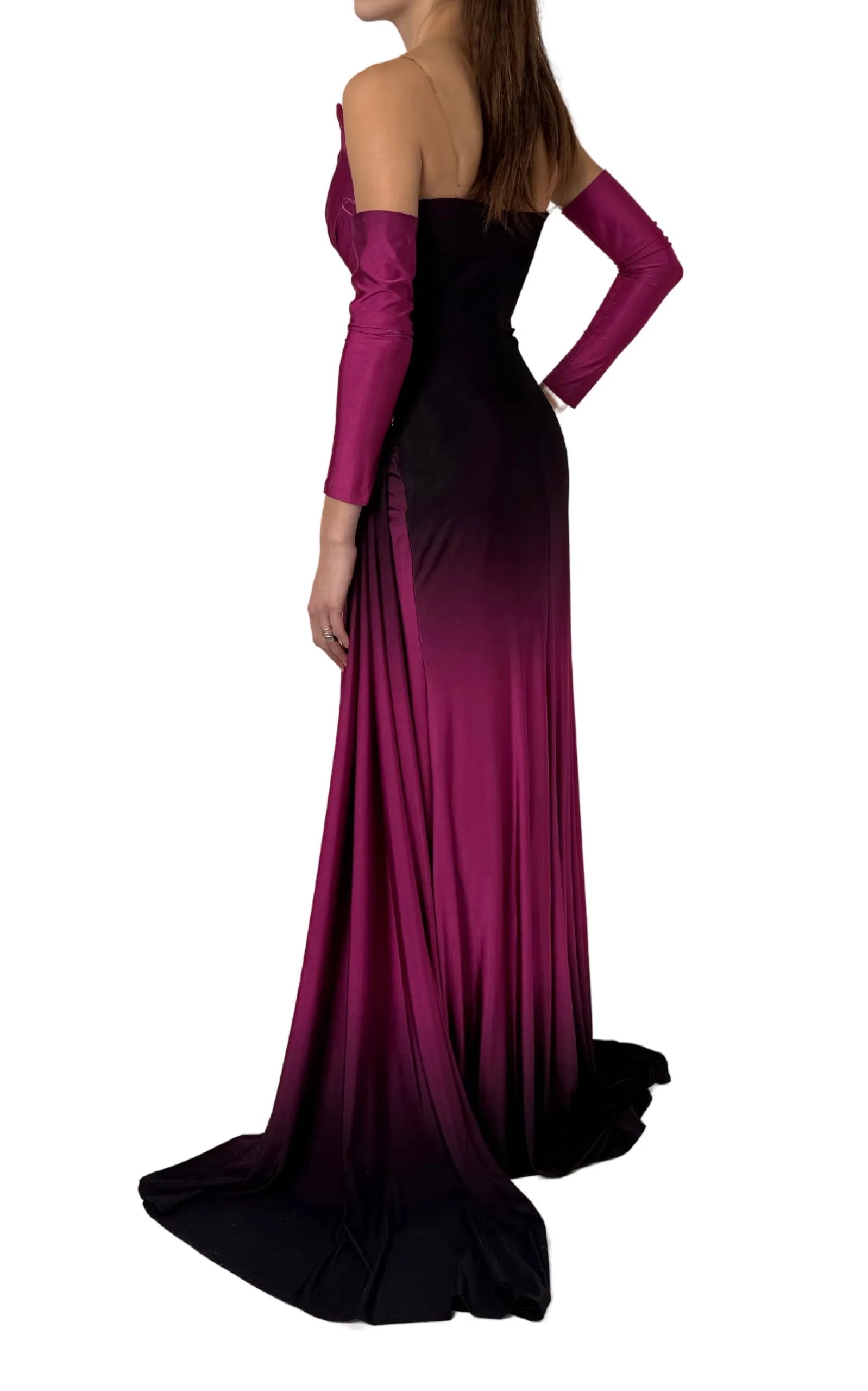 Rhinestone Embellished Burgundy Ombre Party Dress to Impress