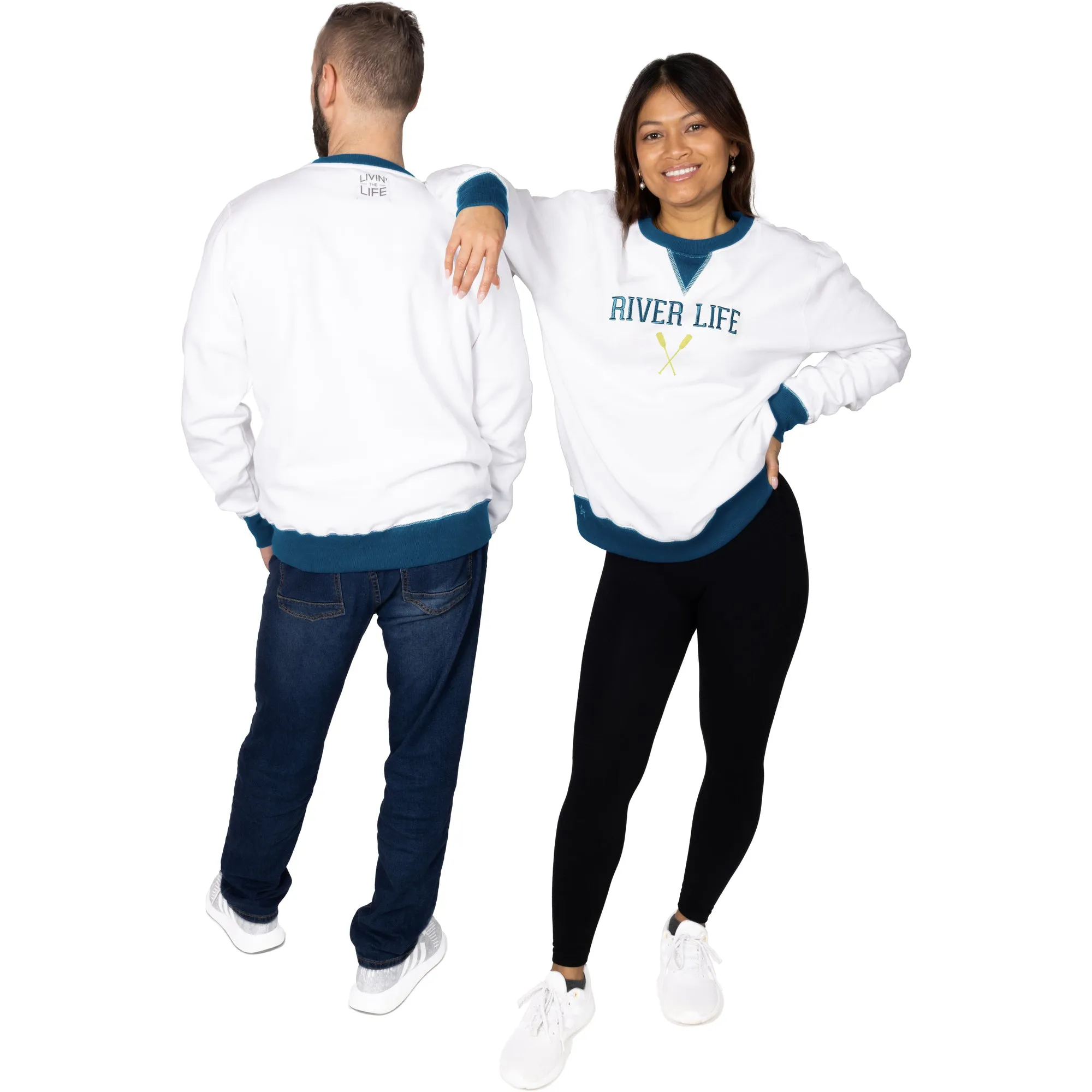 River Life White Unisex Crewneck Sweatshirt