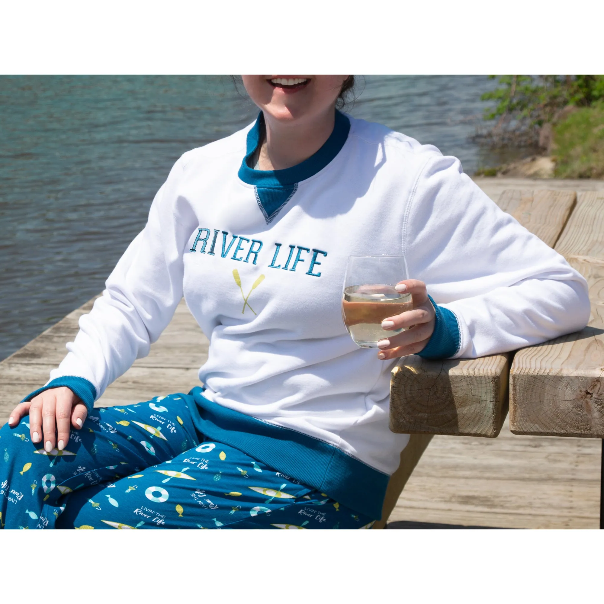 River Life White Unisex Crewneck Sweatshirt