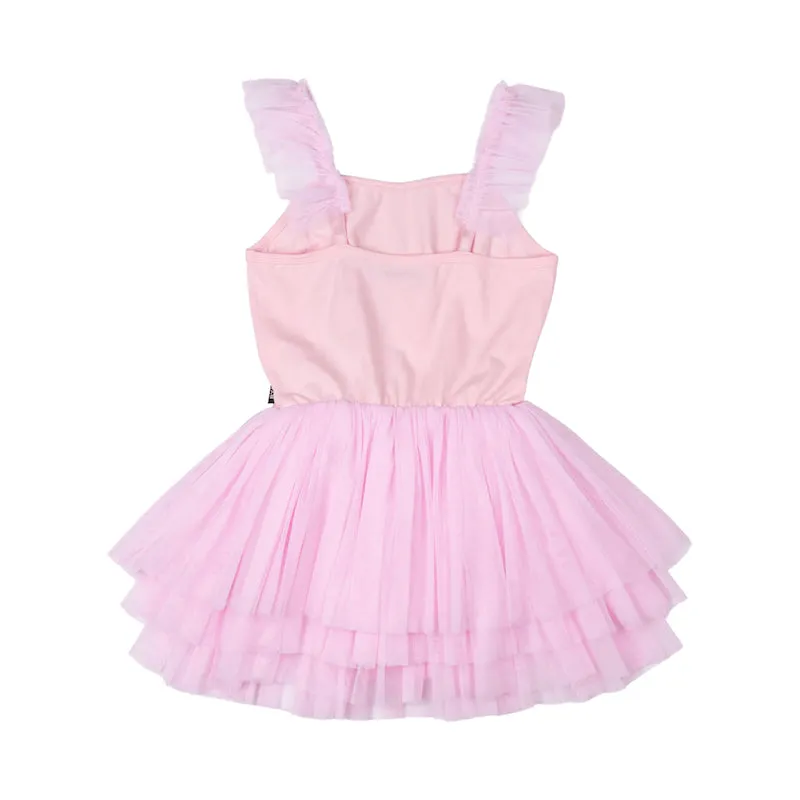 Rock Your Kid Pink Stripe Sequin Tulle Leotard Dress