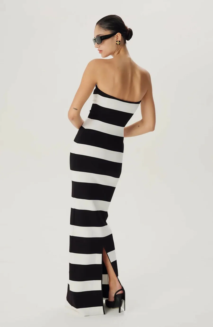 Ronny Kobo Lehua Knit Dress Black and White Stripe