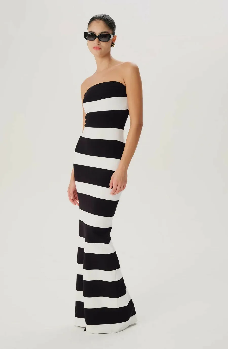 Ronny Kobo Lehua Knit Dress Black and White Stripe