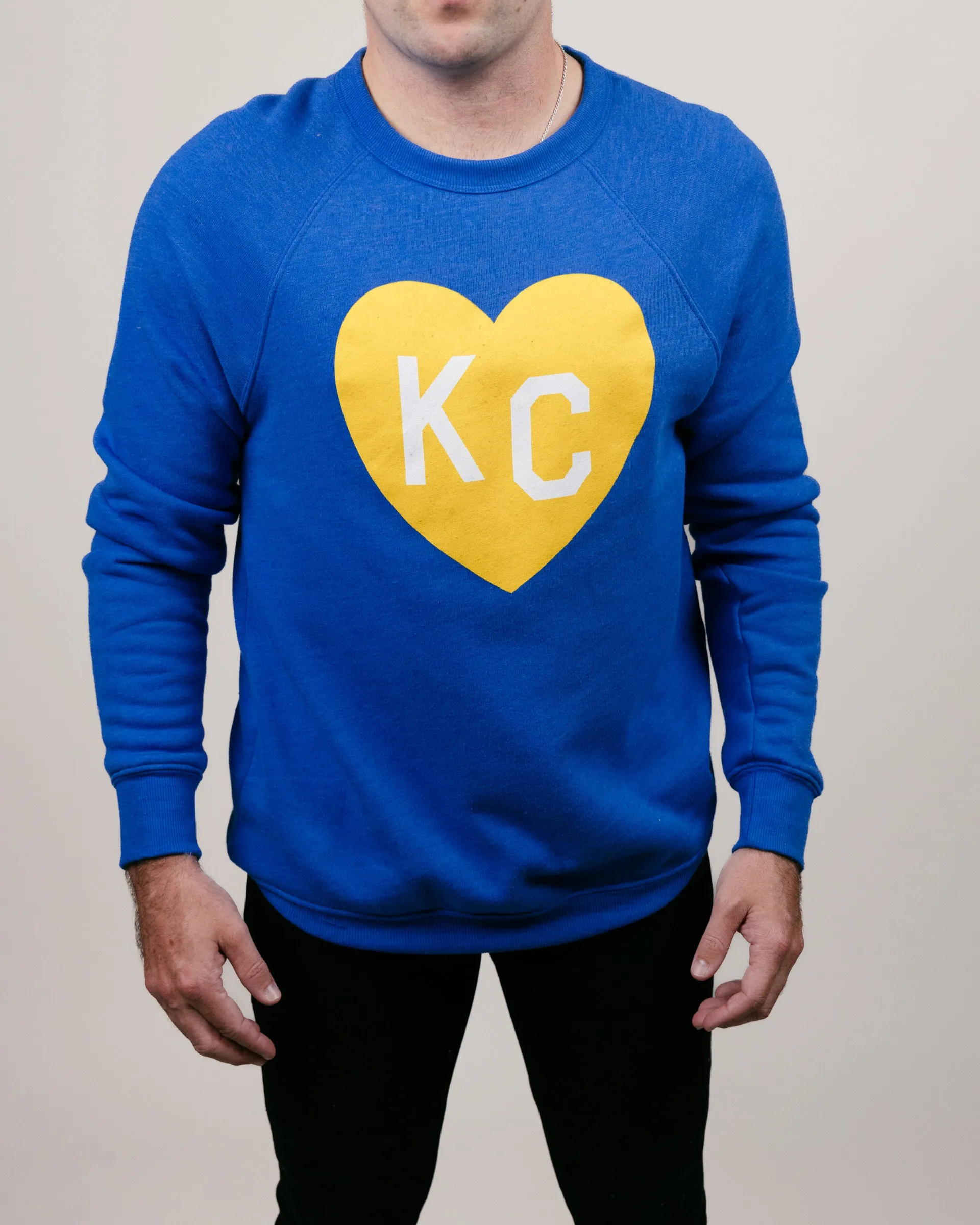 Royal Blue & Yellow KC Heart Vintage Crewneck