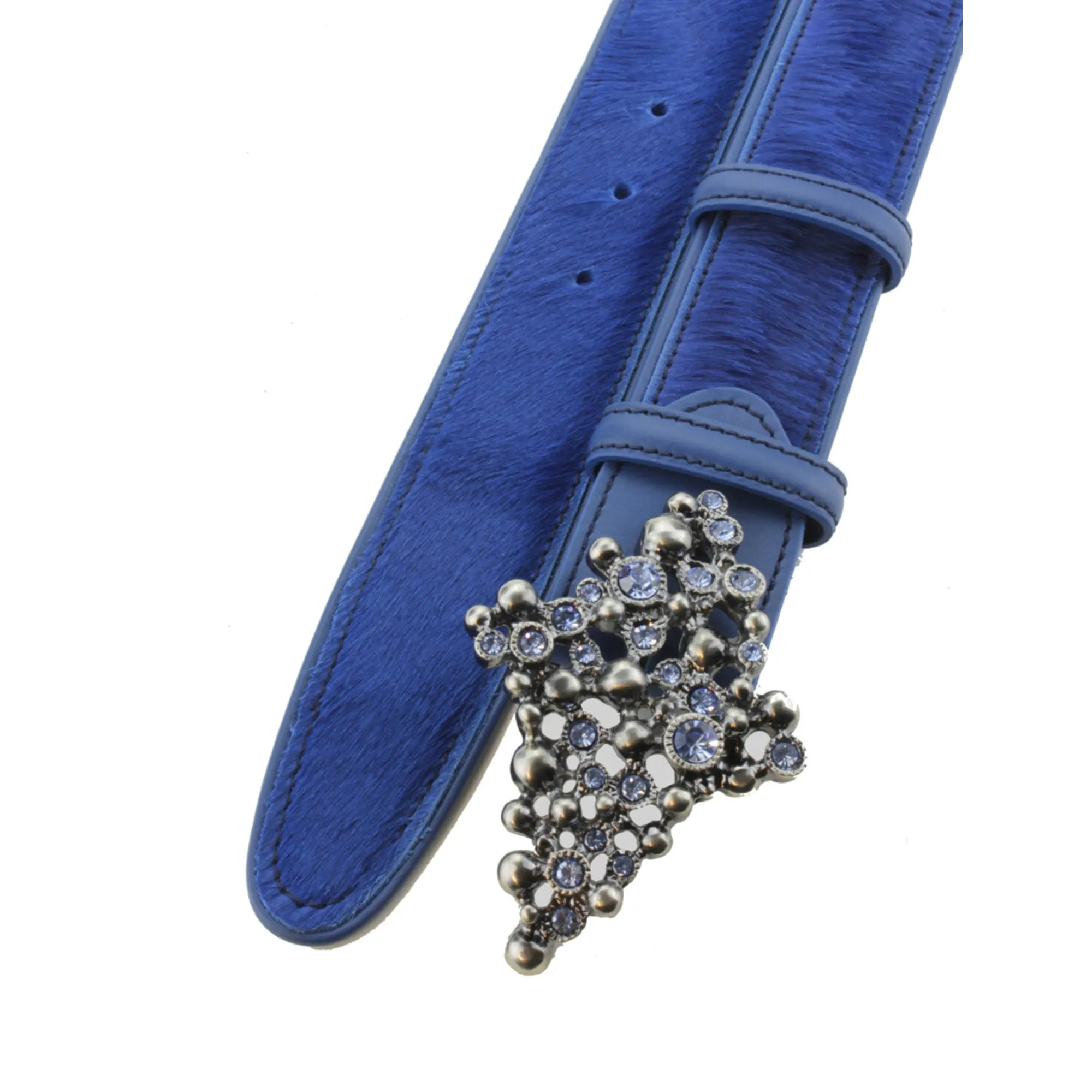 Royal Blue Pony Hair Bubble Crystal Belt