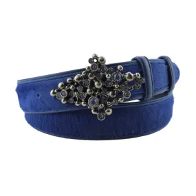 Royal Blue Pony Hair Bubble Crystal Belt