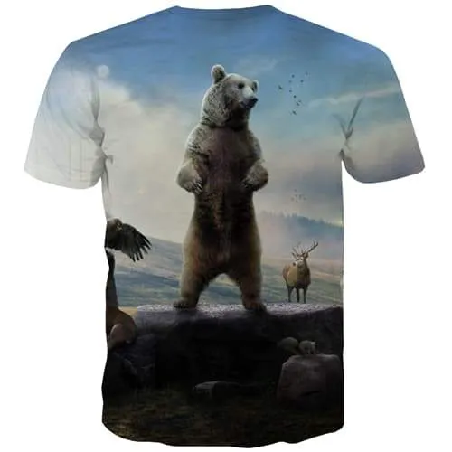 Russia T-shirt Men Bear Tshirts Novelty Animal Tshirt Printed Funny Tshirts Casual Harajuku Tshirt Anime Short Sleeve Punk Rock